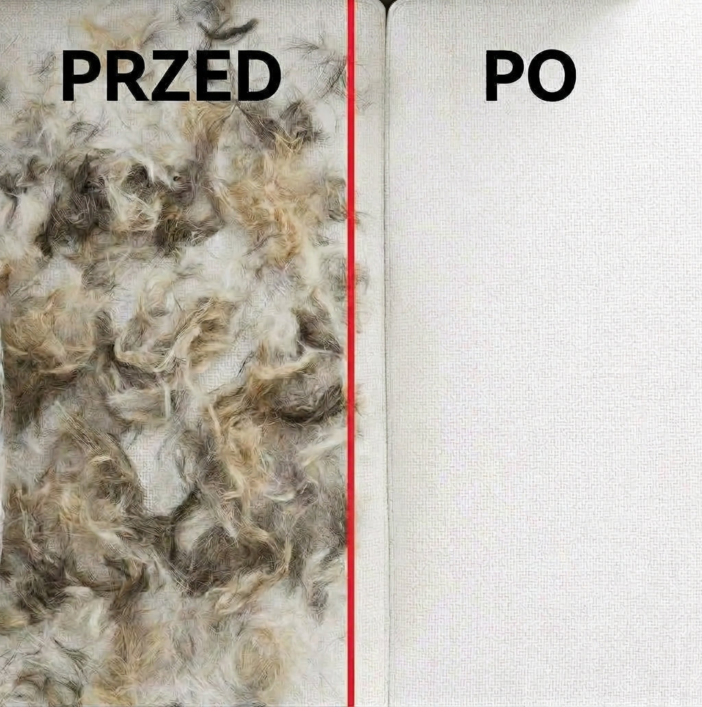 Porównanie efektu przed i po użyciu rękawicy SierscioŁap